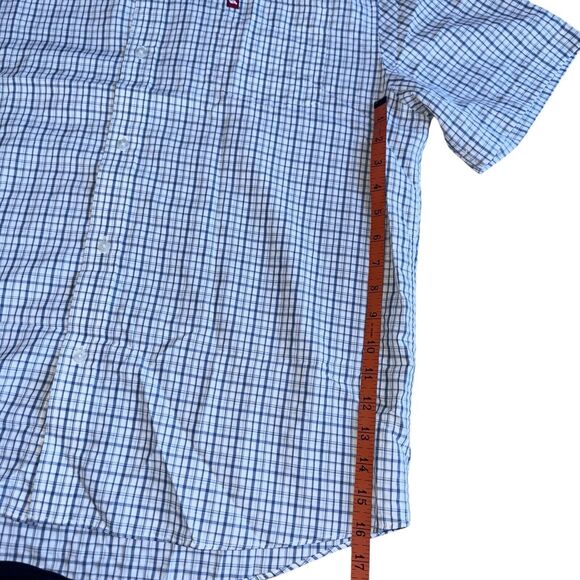 90s Tony Hawk Skater Grunge Shirt Mens XL Baby Blue White Plaid Short Sleeve - Picture 11 of 15